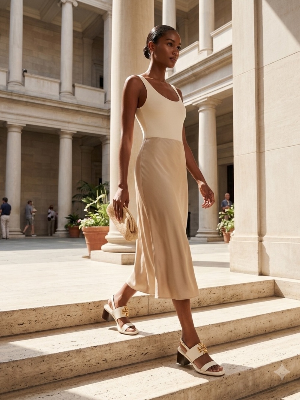 Tory Burch Eleanor Block Heel Slingback Sandal | New Ivory Gold Logo 6.5 - Picture 10 of 11